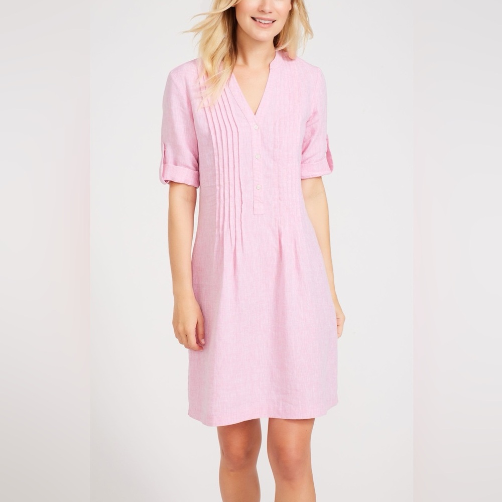 NWOT J.McLaughlin Solid Riviera Linen Pink Dress - Small